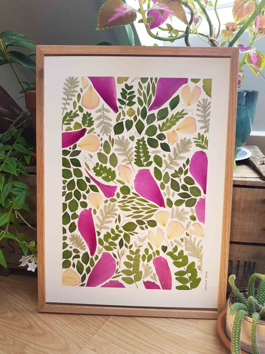 Cadre fleuri - Entre pivoine et feuillage