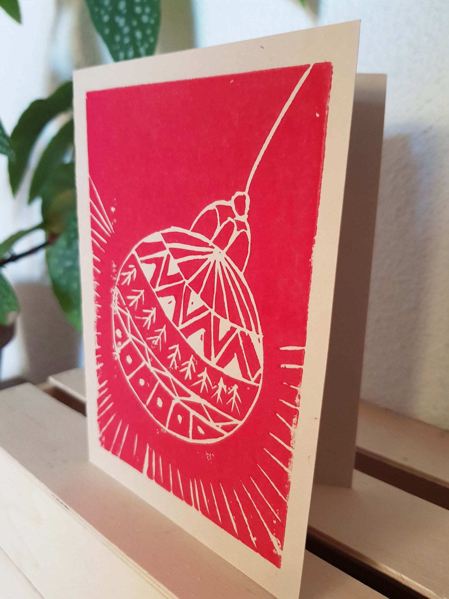 Carte de Noël - boule rouge