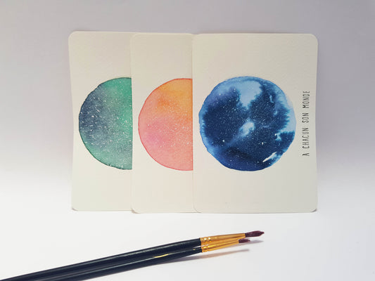 Set de cartes postales aquarelle n°2 - A chacun son monde