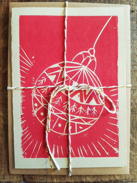 Carte de Noël - boule rouge